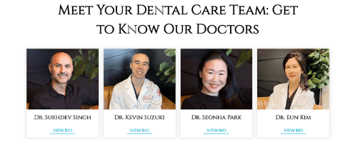 Example of dental team page
